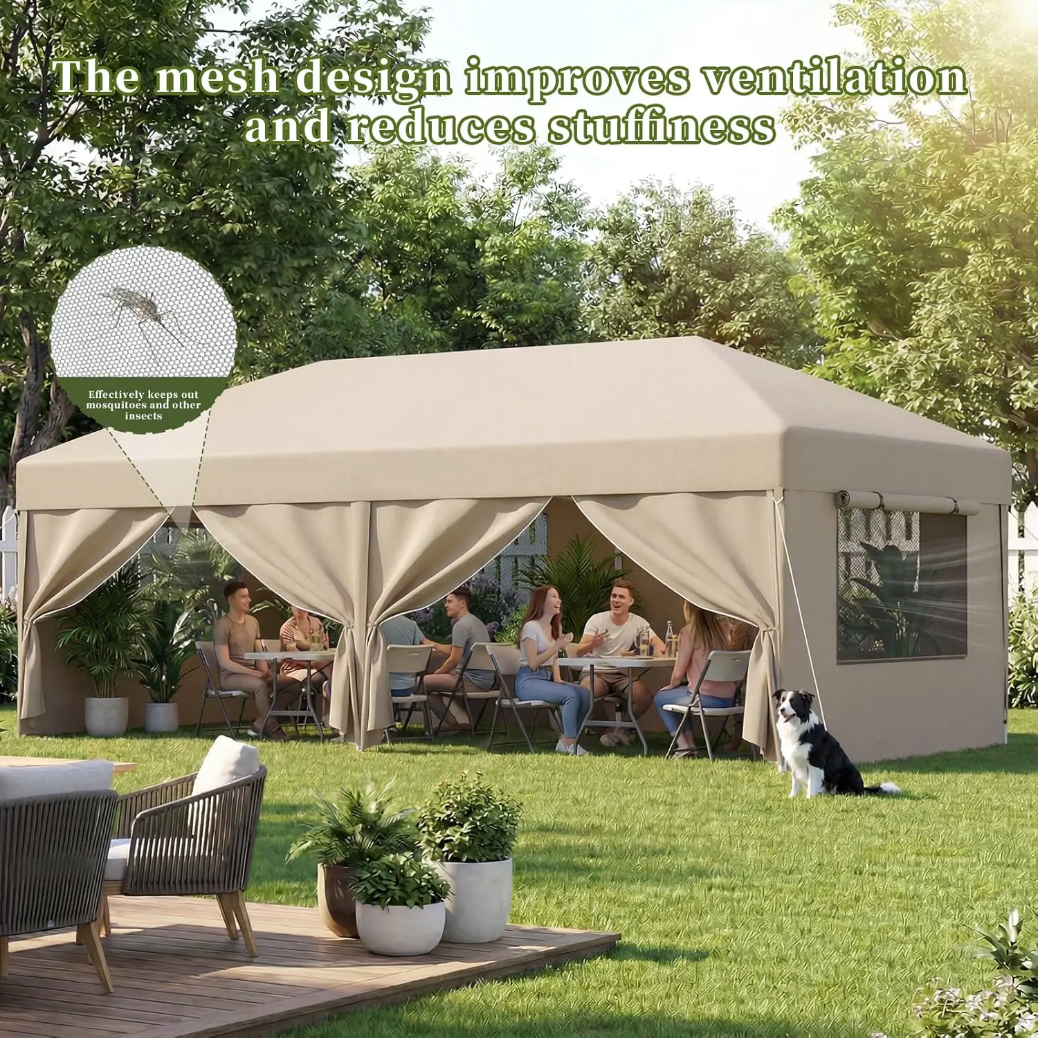 Tonnelle en métal beige 3x6m vue 8