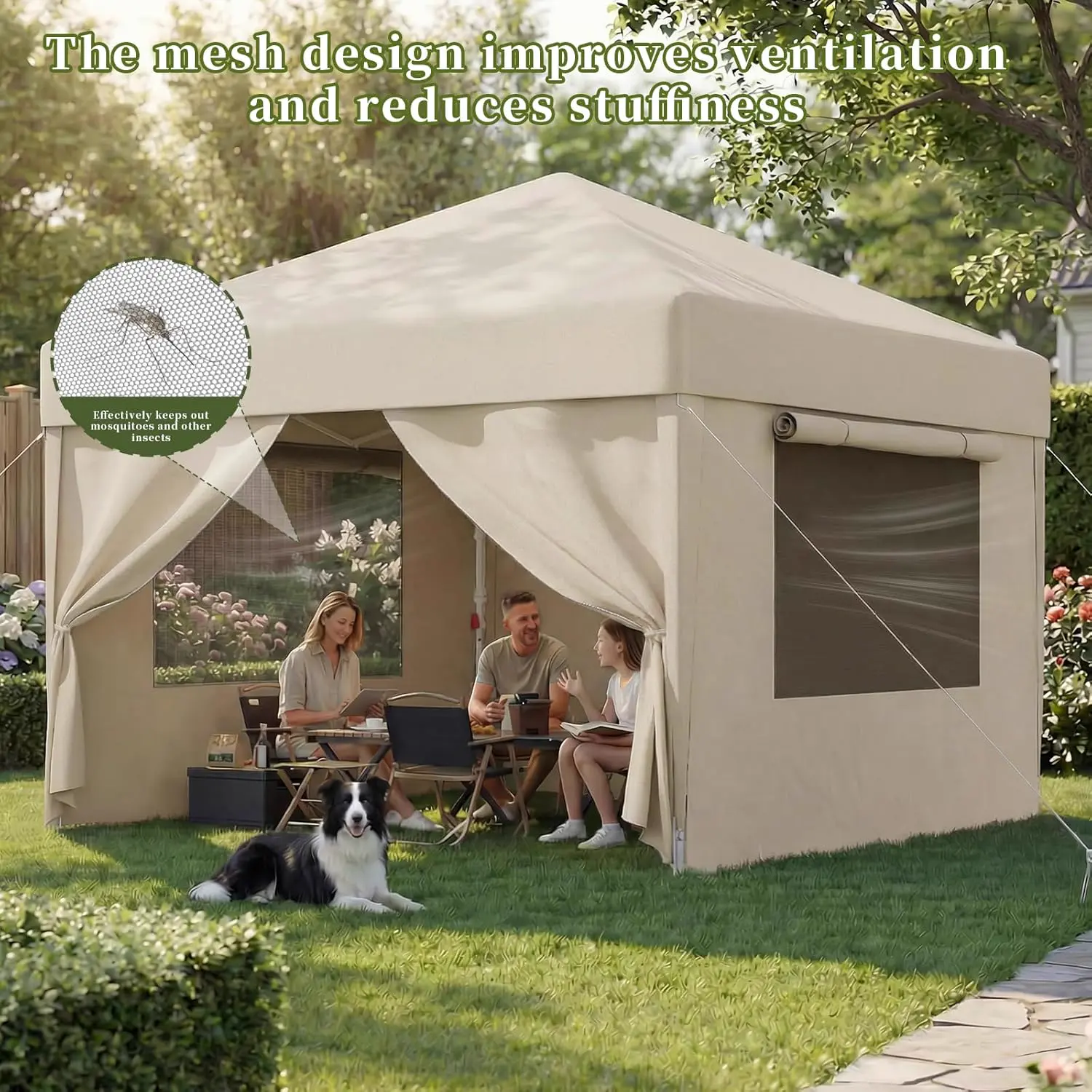 Tonnelle beige 3x3m vue 2