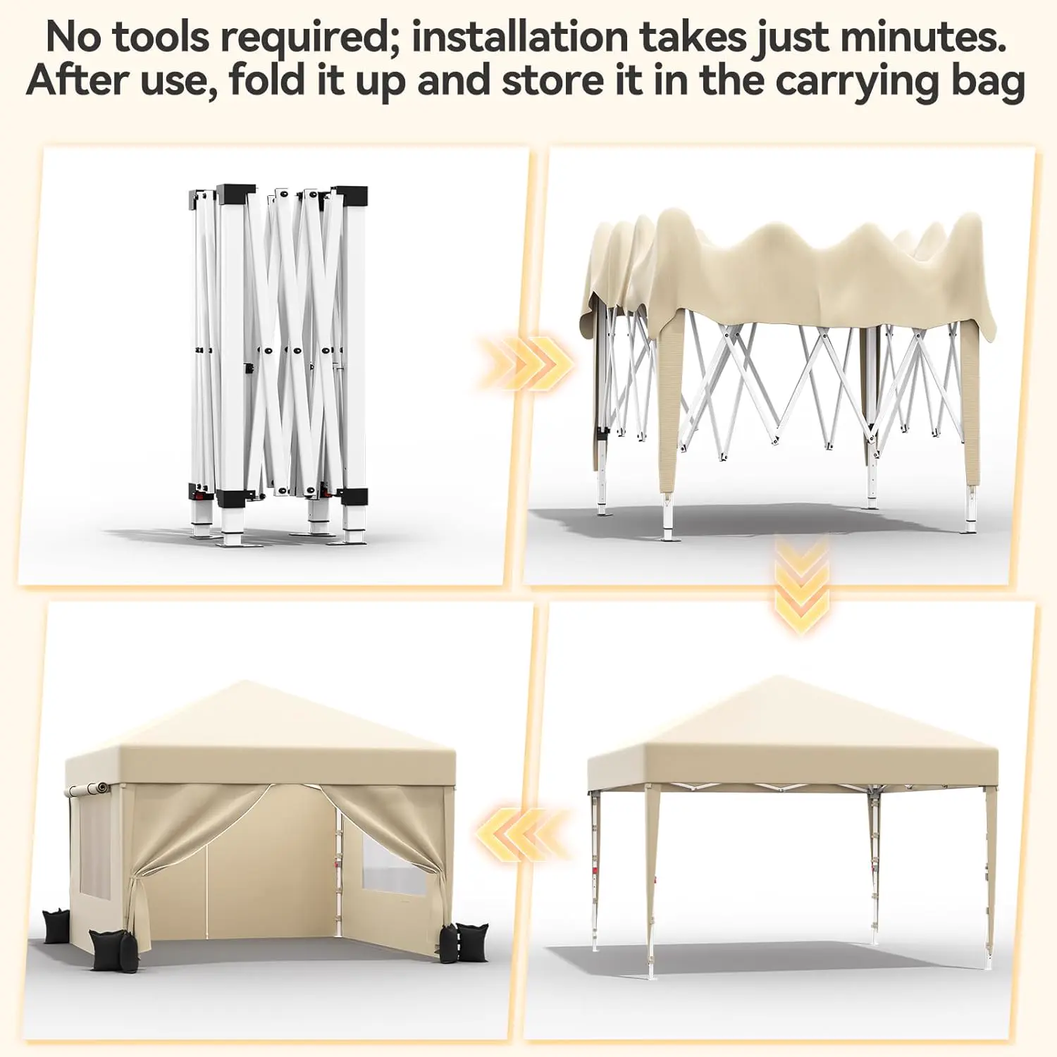 Tonnelle beige 3x3m vue 4