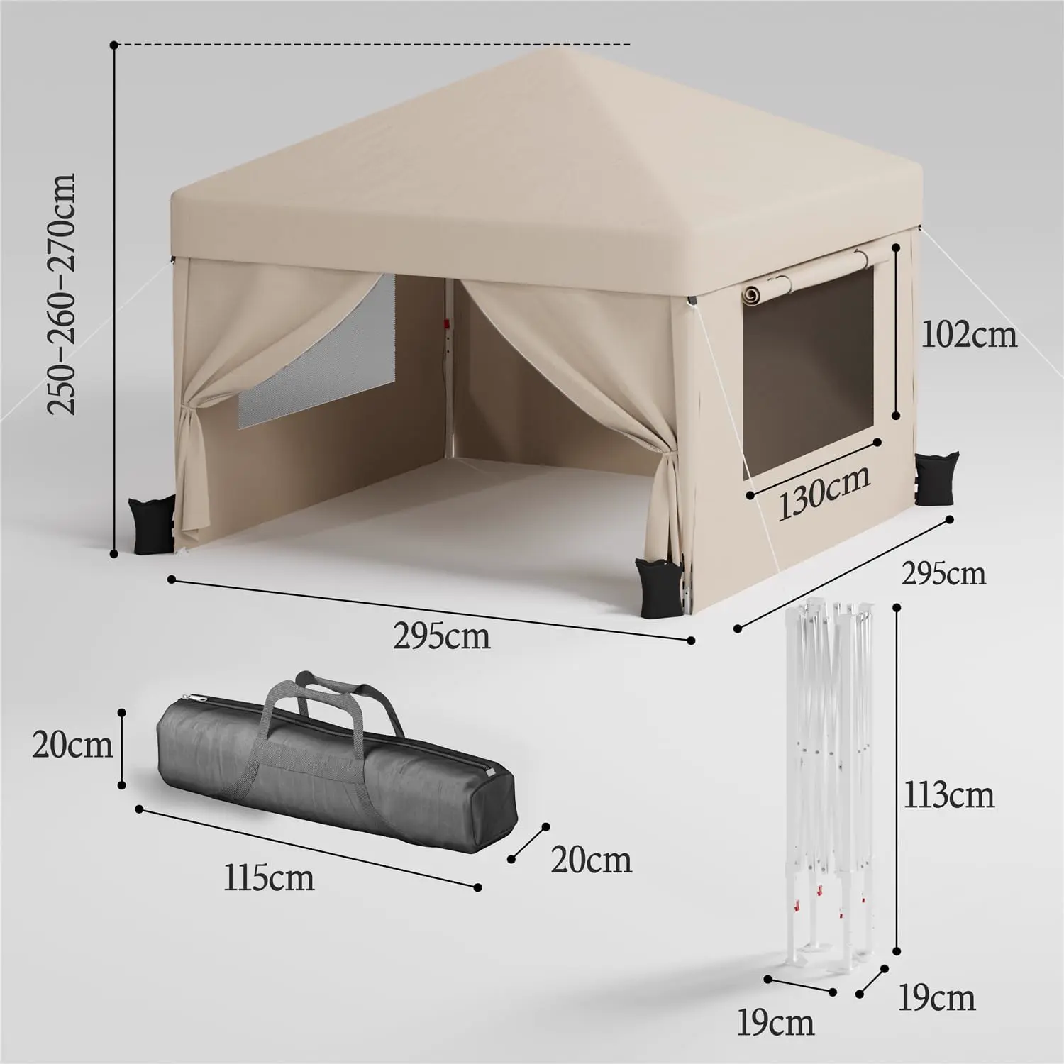 Tonnelle beige 3x3m vue 6