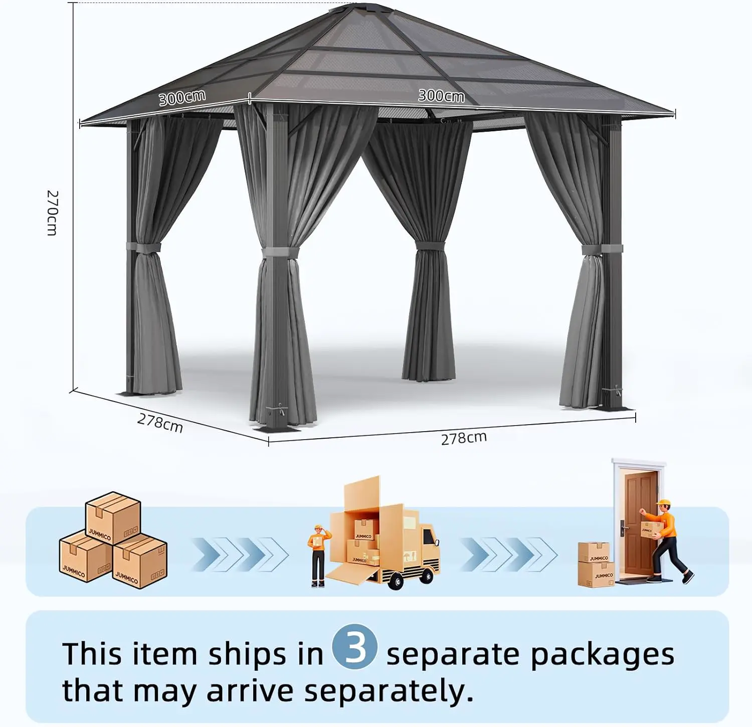 Pergola en aluminium 3x3m vue 7