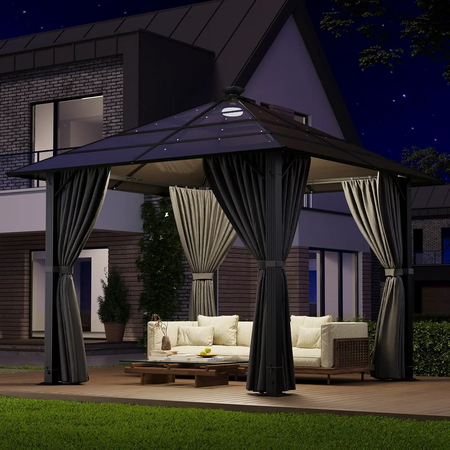 JUMMICO Tonnelle de Jardin Extérieur 3x3m en Aluminium Robuste