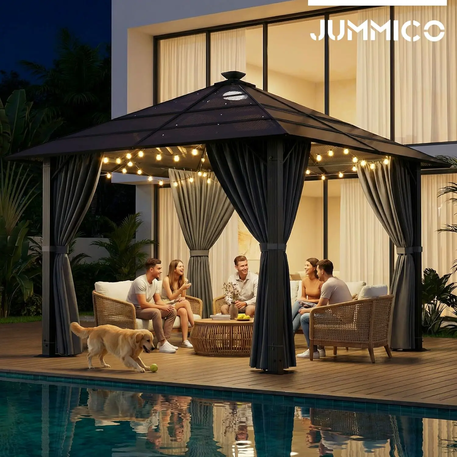 Pergola en aluminium gris 3x3m vue 7