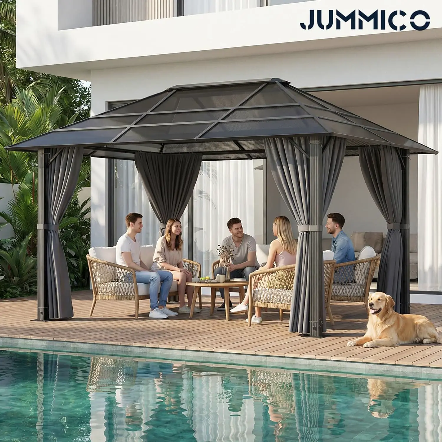 Pergola en aluminium gris 3x4m vue 7