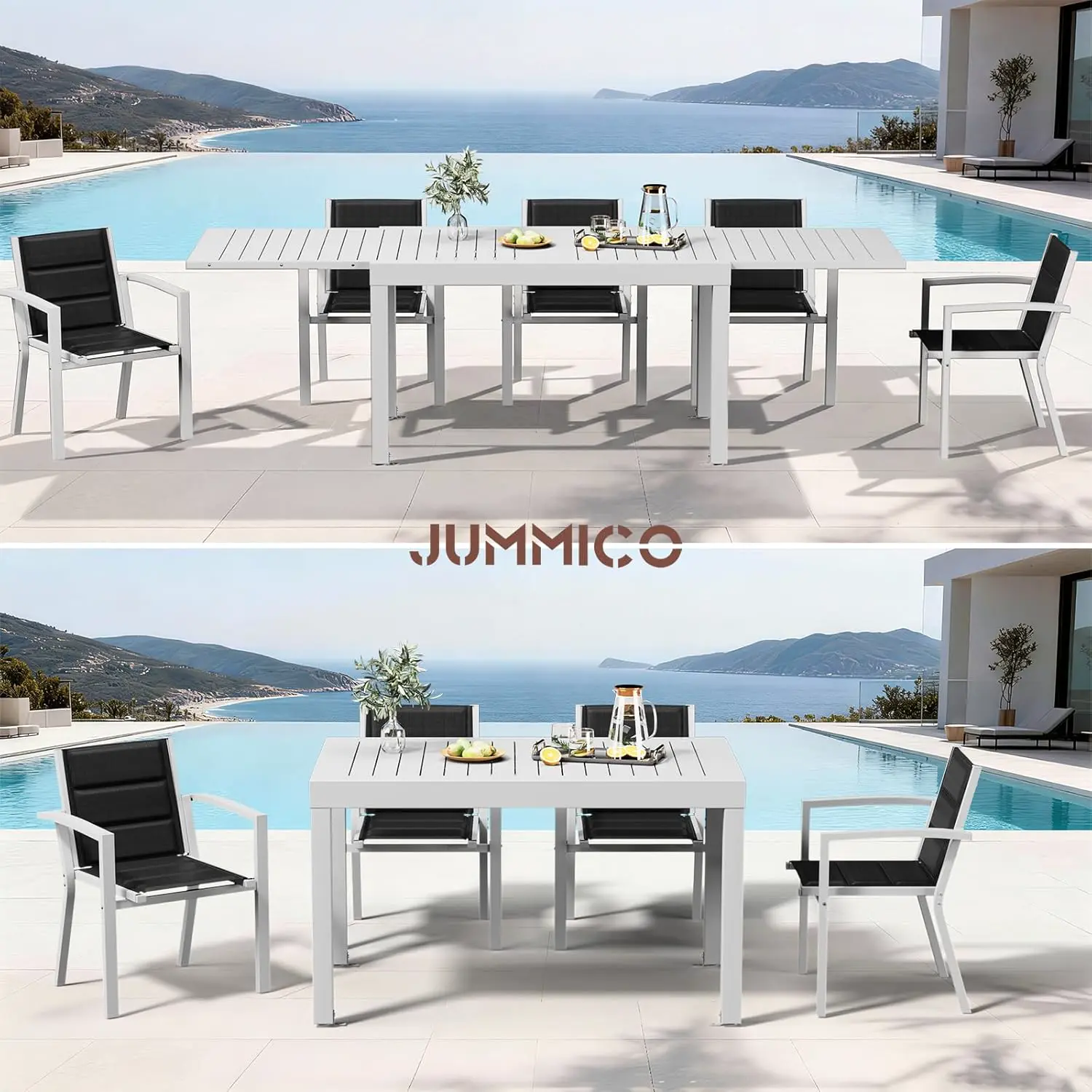 Table de jardin 10 places en aluminium gris 260x80cm vue 5