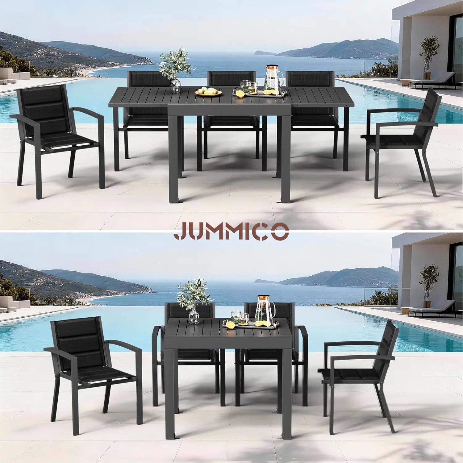 Table de jardin 10 places en aluminium 163x80cm vue 5