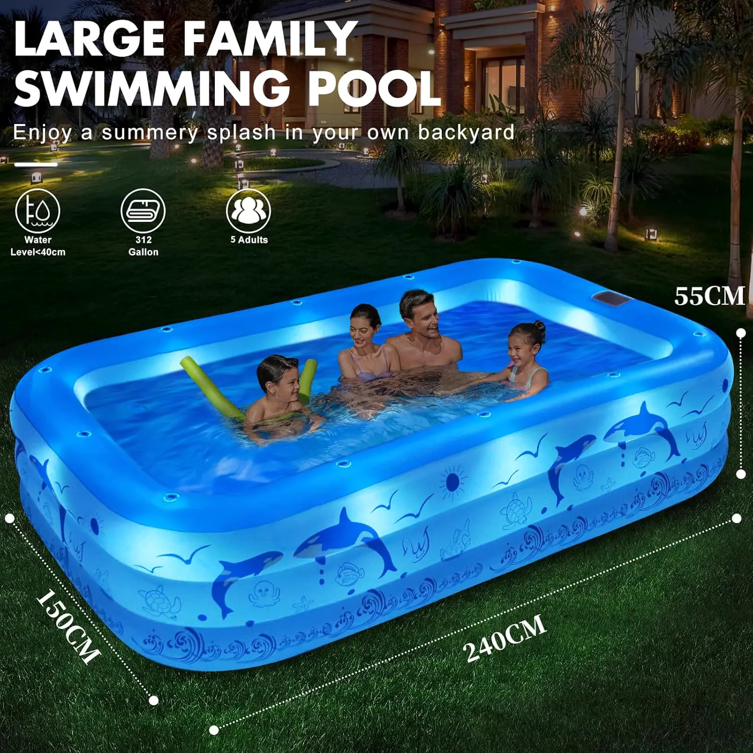 Piscine hors sol 150 × 55 cm vue 3
