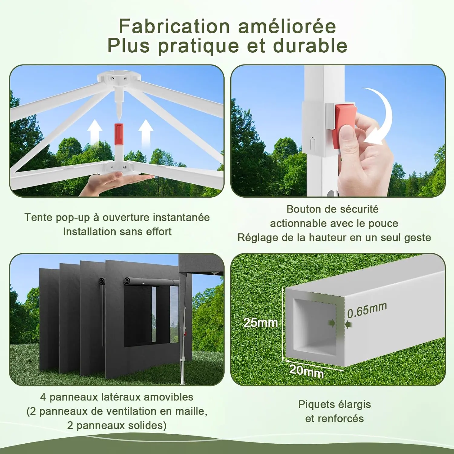 Tonnelle gris 3 x 3 m vue 7