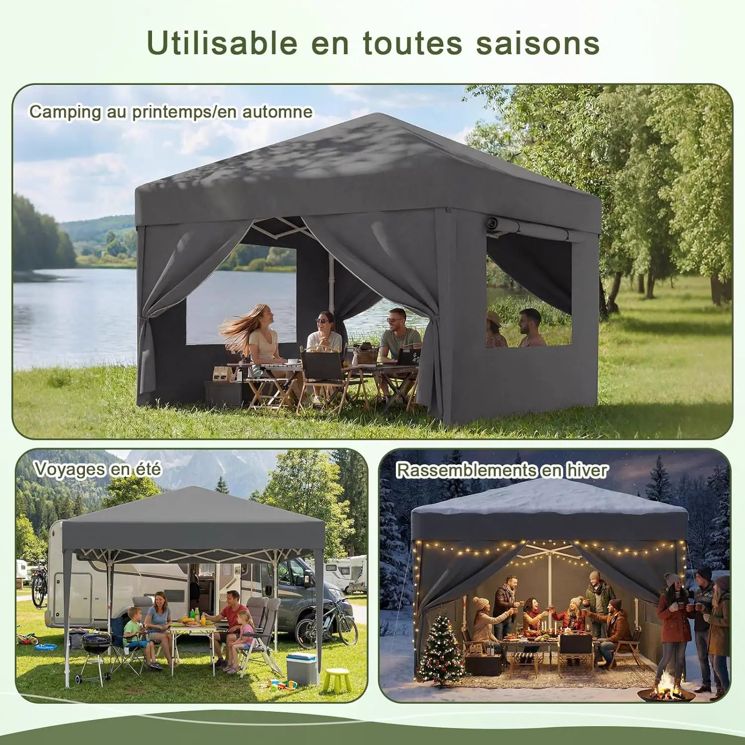Tonnelle gris 3 x 3 m vue 8