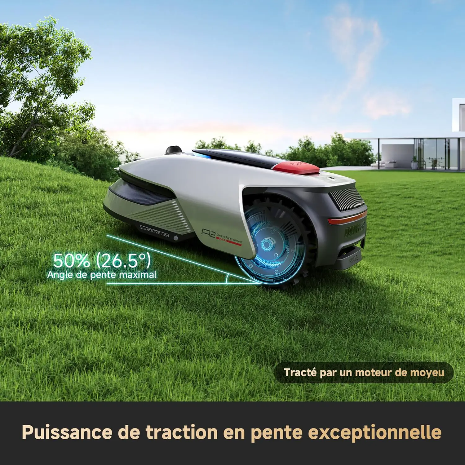 Robot tondeuse gris vue 6