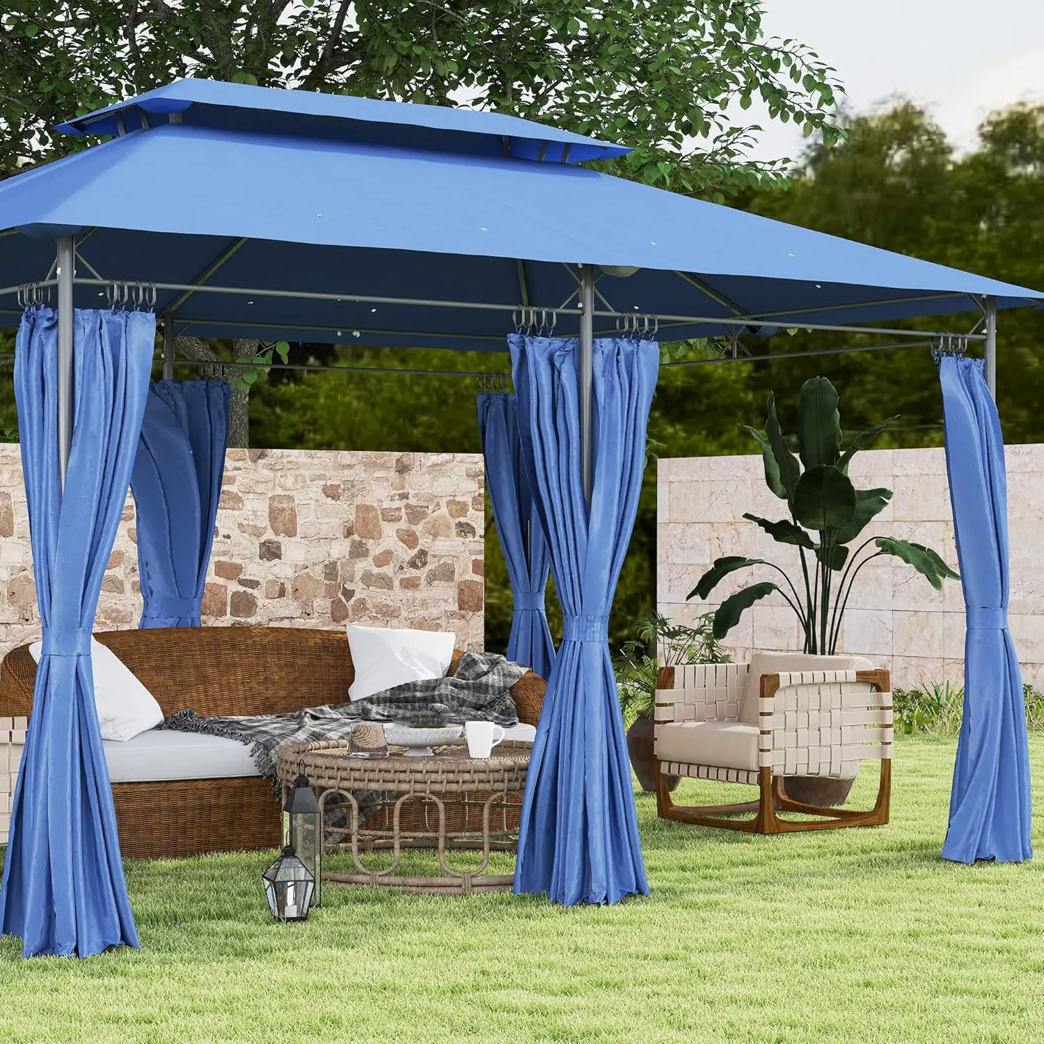 Tonnelle en métal bleu 3x4m vue 8