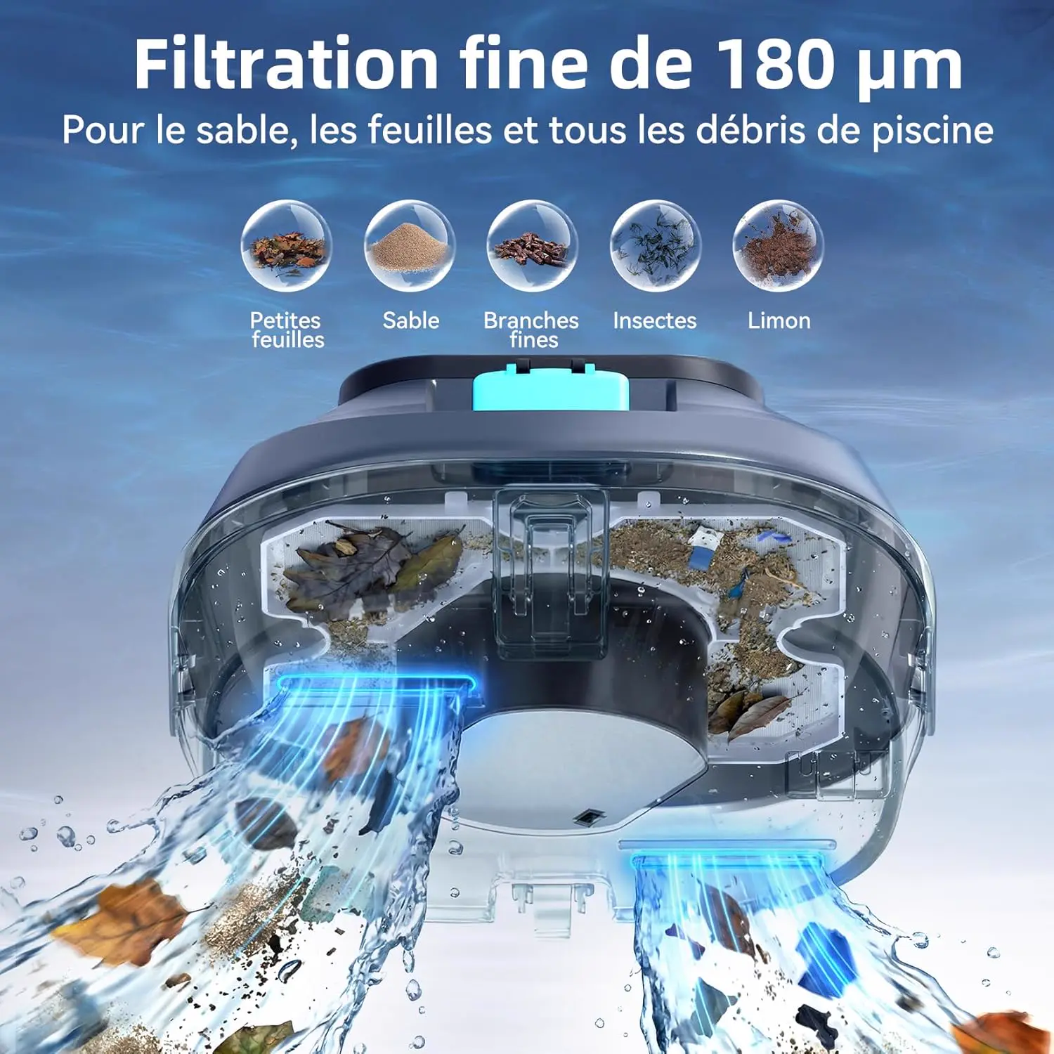 Robot piscine 120 m² vue 2