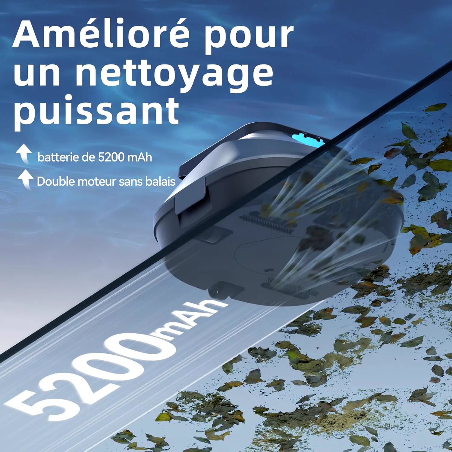Robot piscine 120 m² vue 3