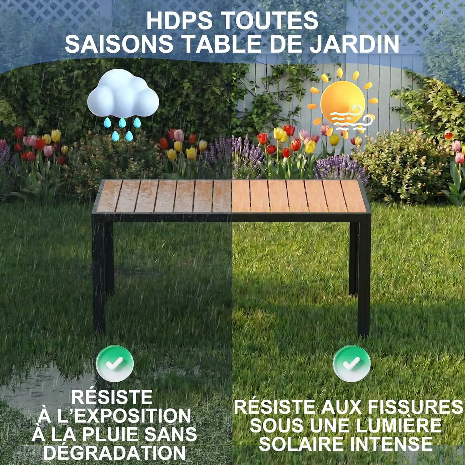 Table de jardin 6 places en aluminium naturel 80 x 72 cm vue 5