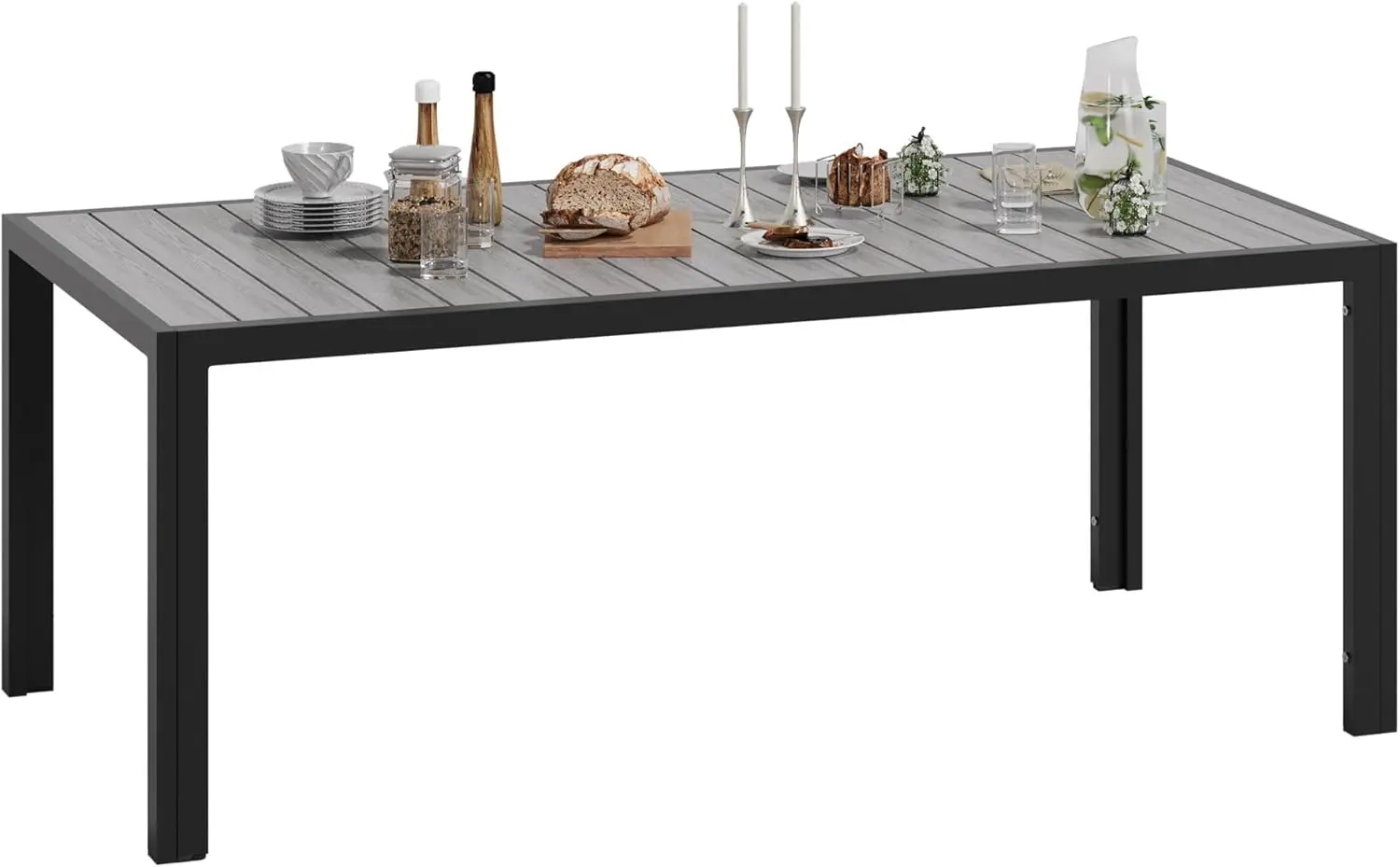 Table de jardin 8 places en aluminium gris 80 x 72 cm vue 8