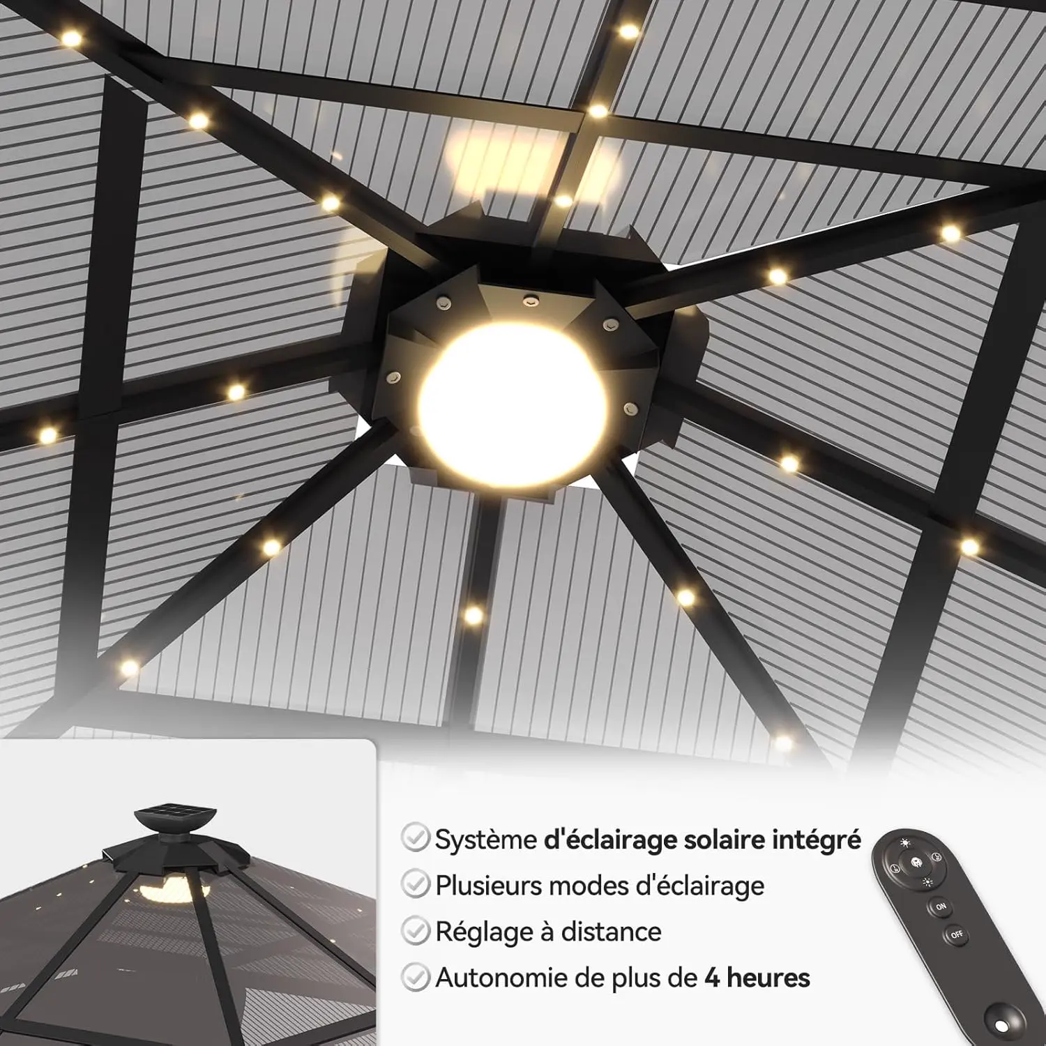 Pergola en aluminium 3 x 3 m vue 5
