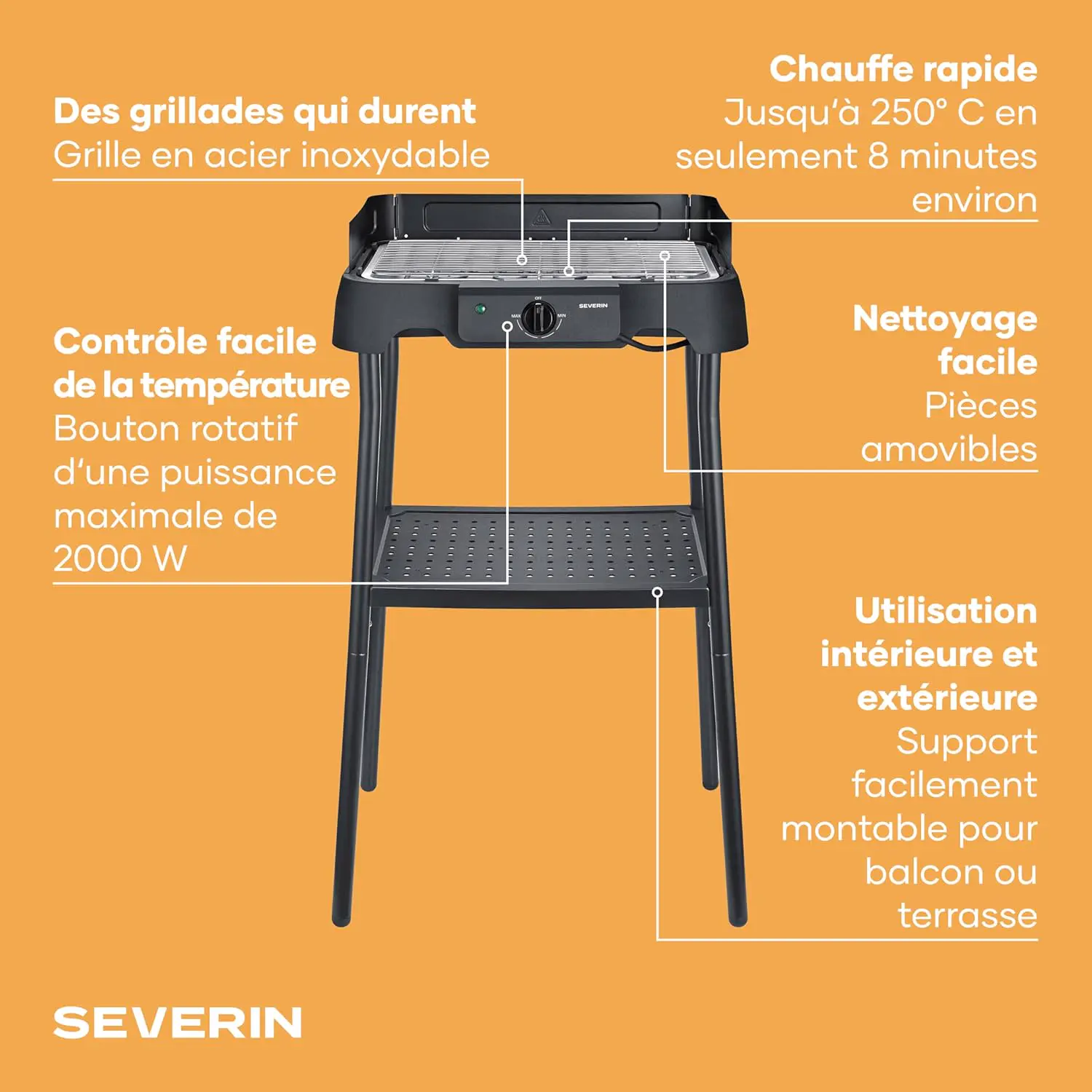 Barbecue électrique en acier noir 38 x 22 cm vue 3