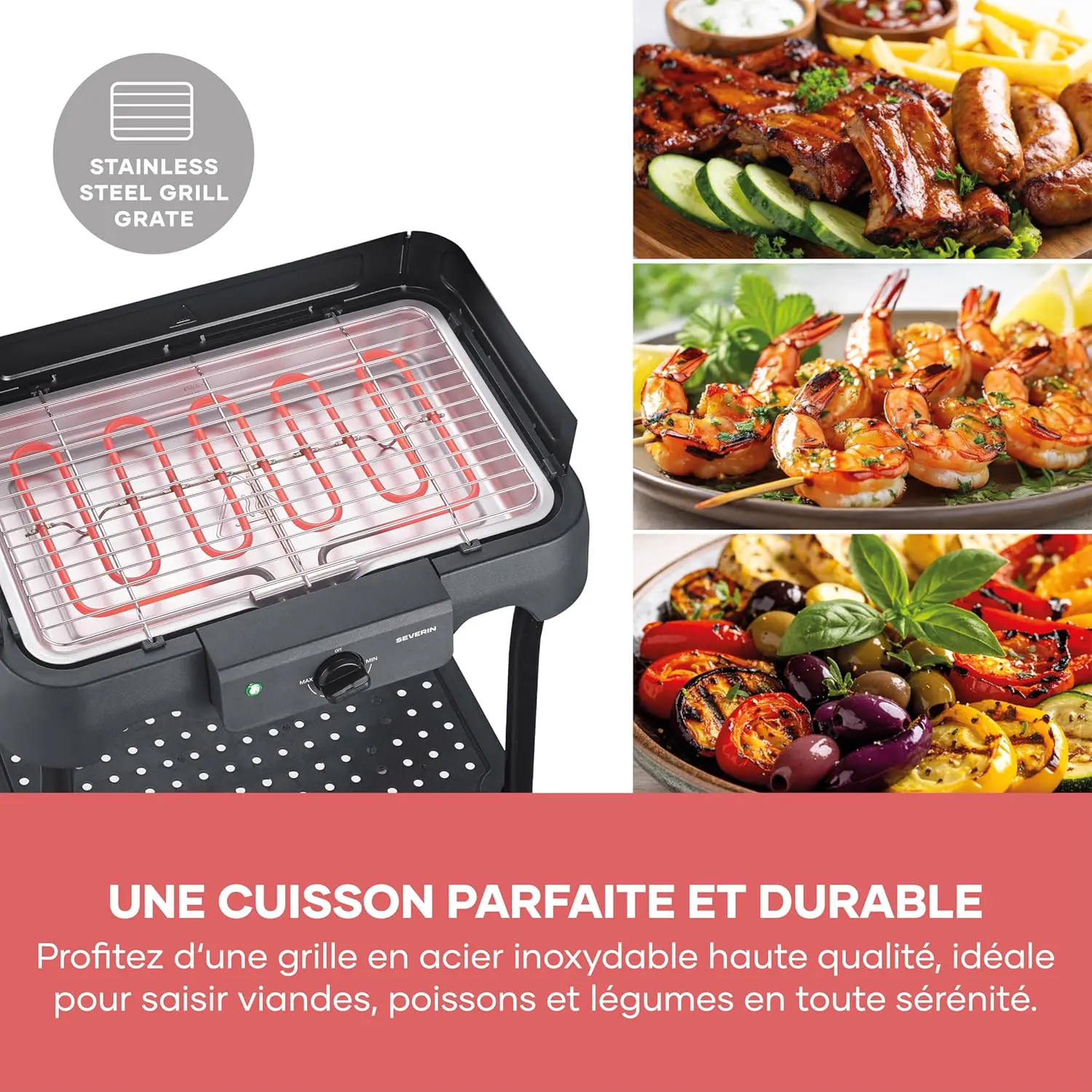 Barbecue électrique en acier noir 38 x 22 cm vue 6
