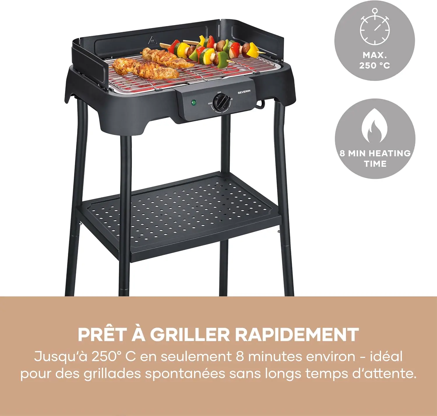 Barbecue électrique en acier noir 38 x 22 cm vue 7