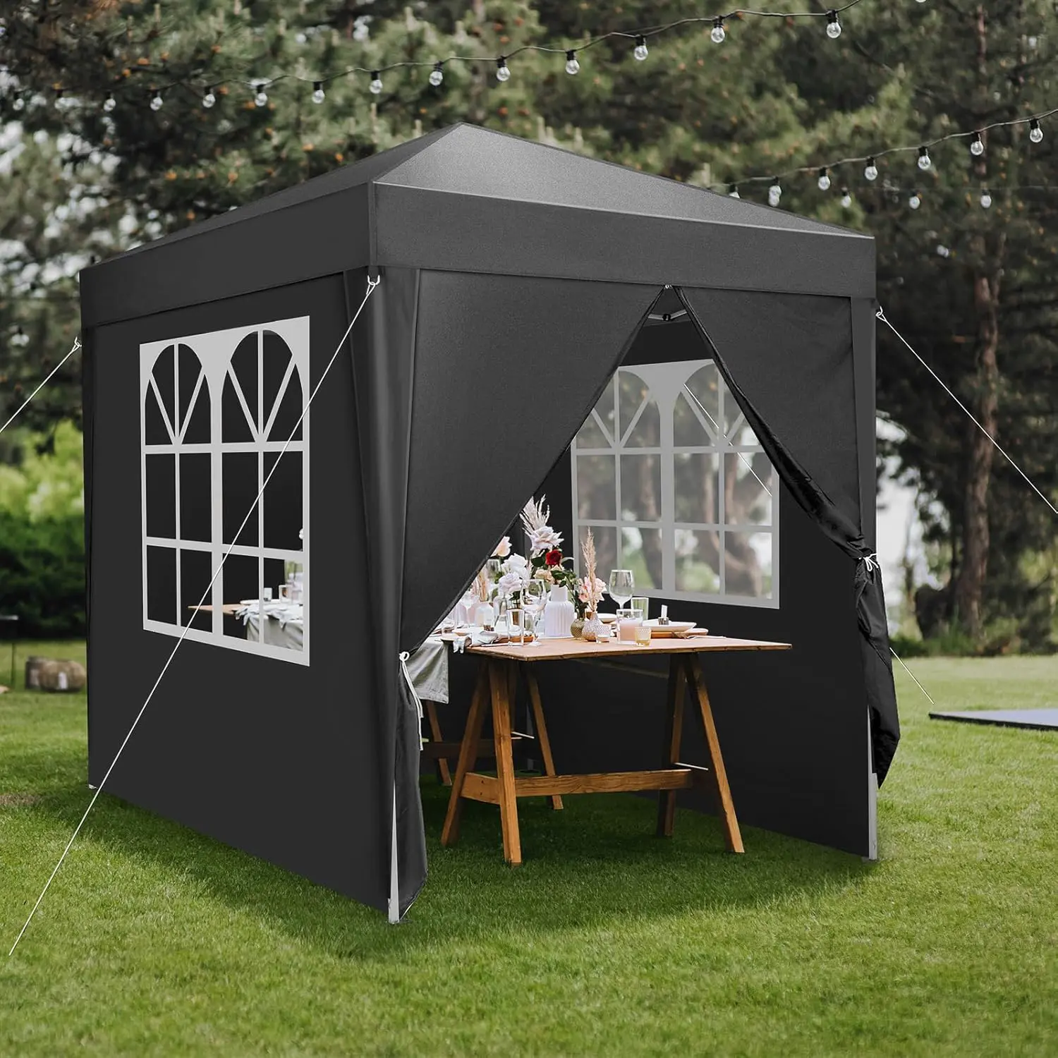 Tonnelle en acier noir 2x2m vue 6