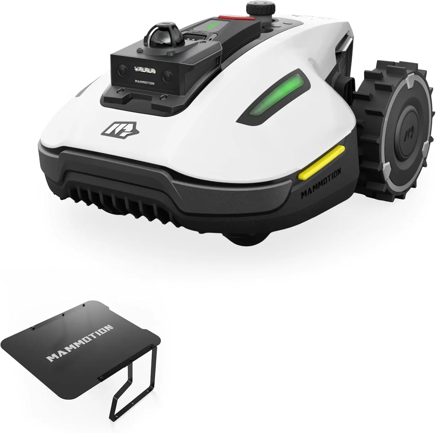 Robot tondeuse blanc vue 1