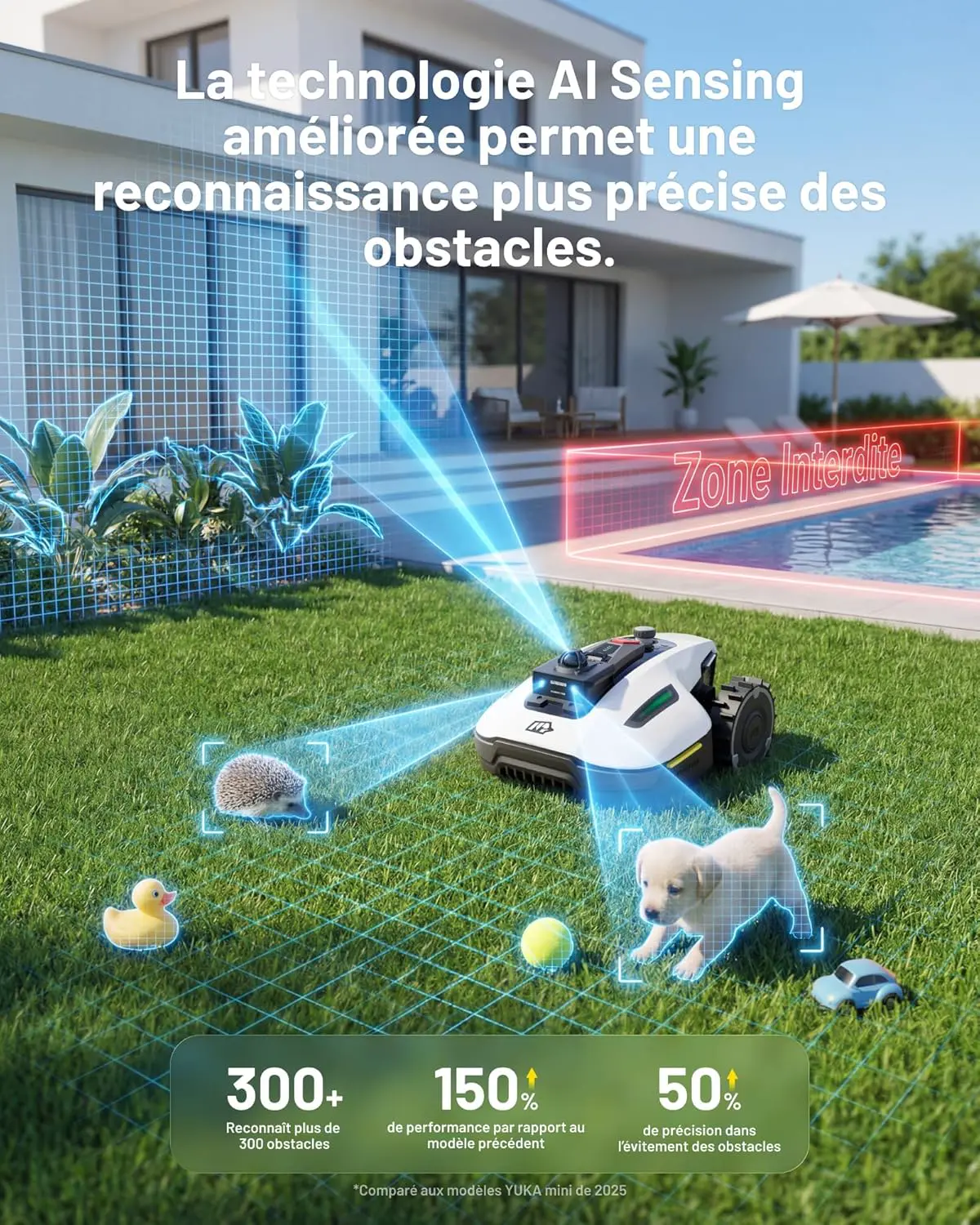 Robot tondeuse blanc vue 5
