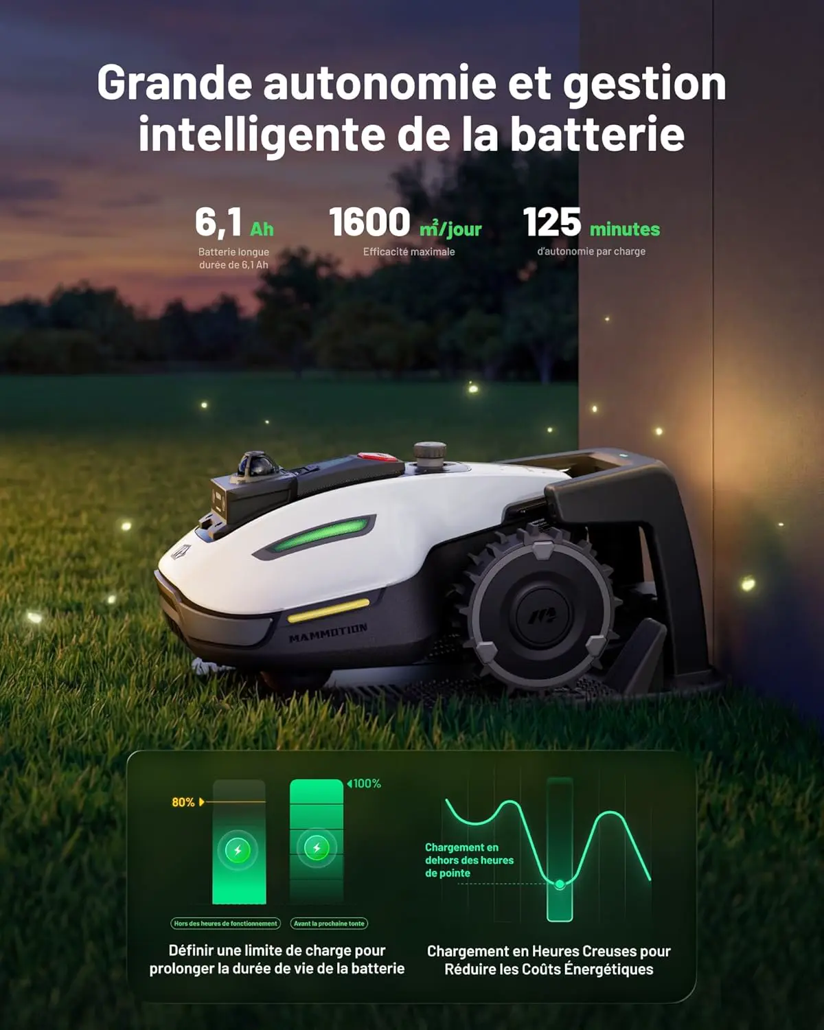 Robot tondeuse blanc vue 7