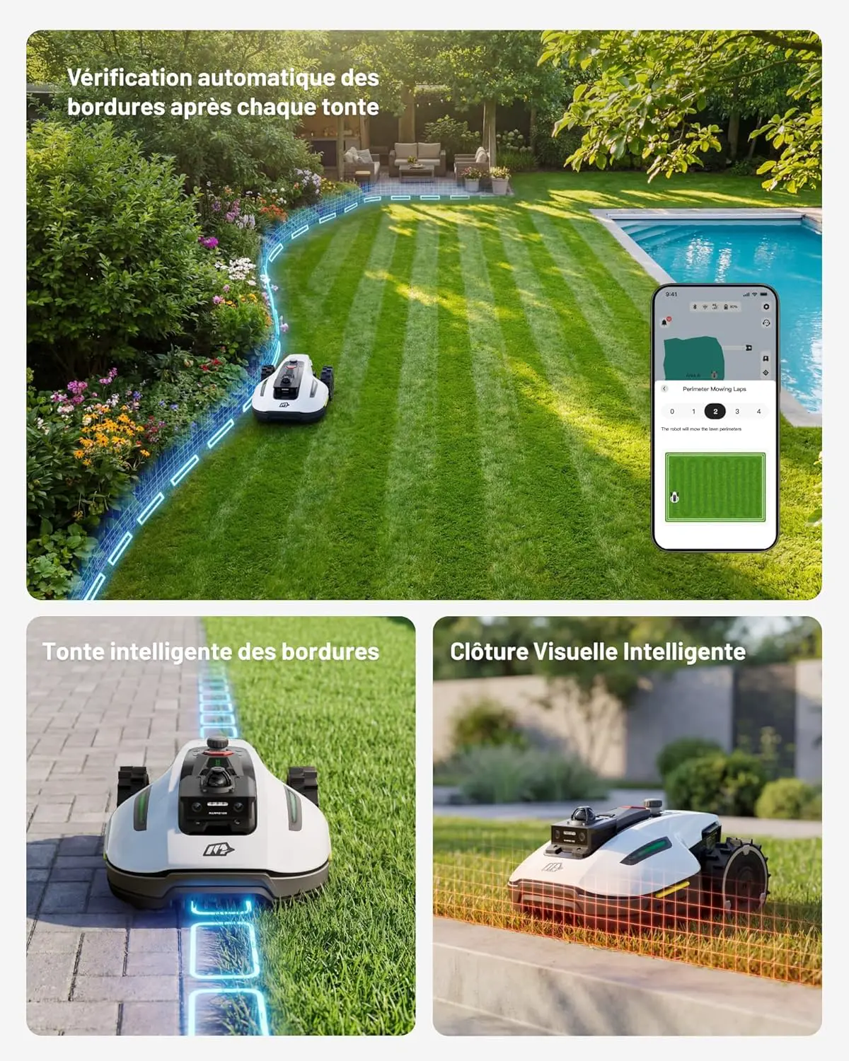 Robot tondeuse blanc vue 8