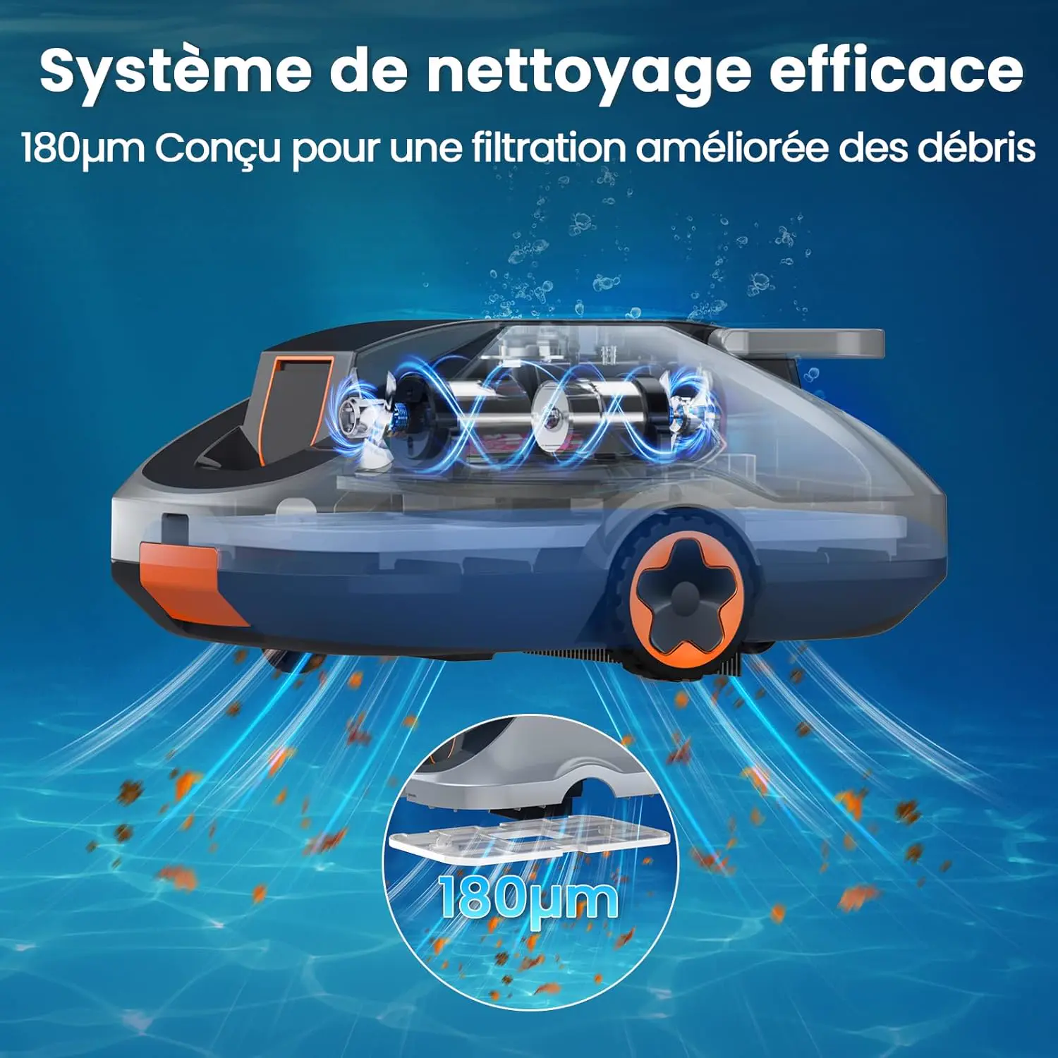 Robot piscine sable 232 m² vue 4
