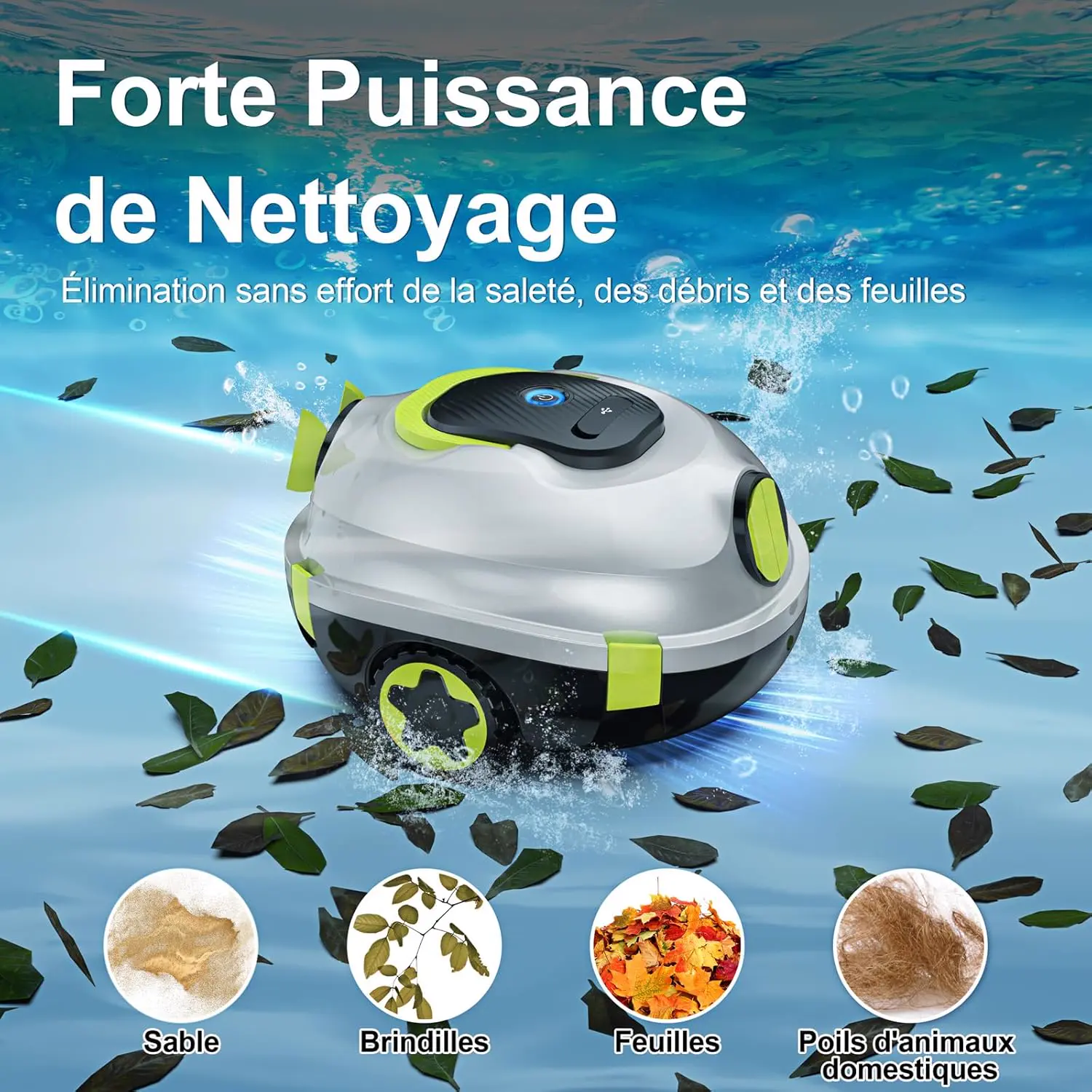 Robot piscine blanc 110 m² vue 2