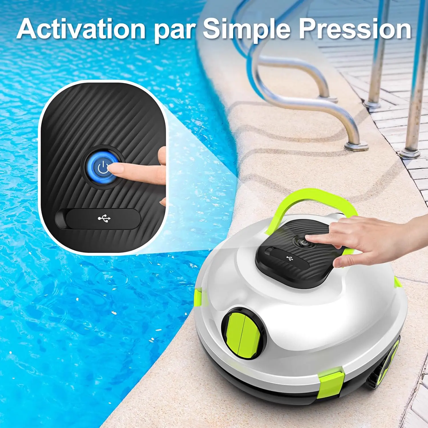 Robot piscine blanc 110 m² vue 7