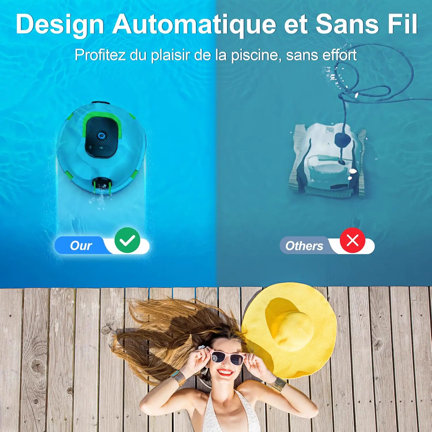 Robot piscine blanc 110 m² vue 8