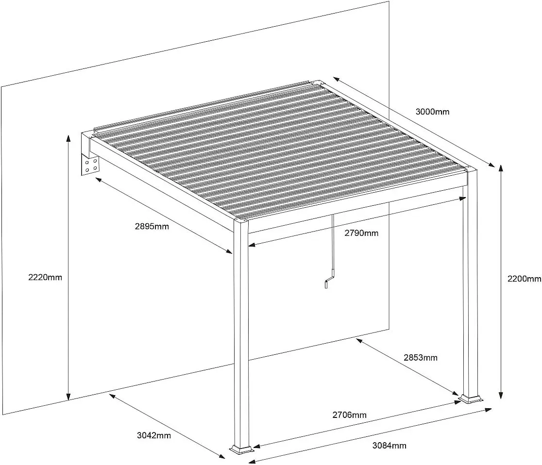 Pergola en aluminium anthracite 9,36 m² adossée vue 4