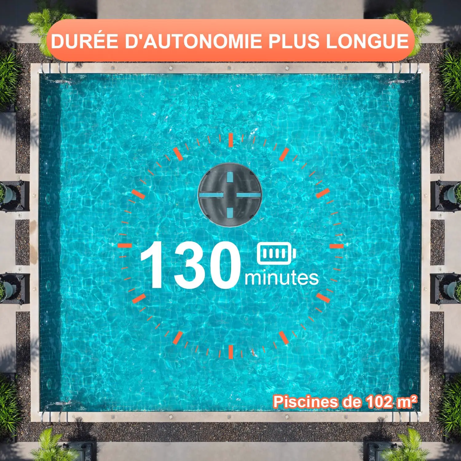 Robot piscine bleu 102 m² vue 4