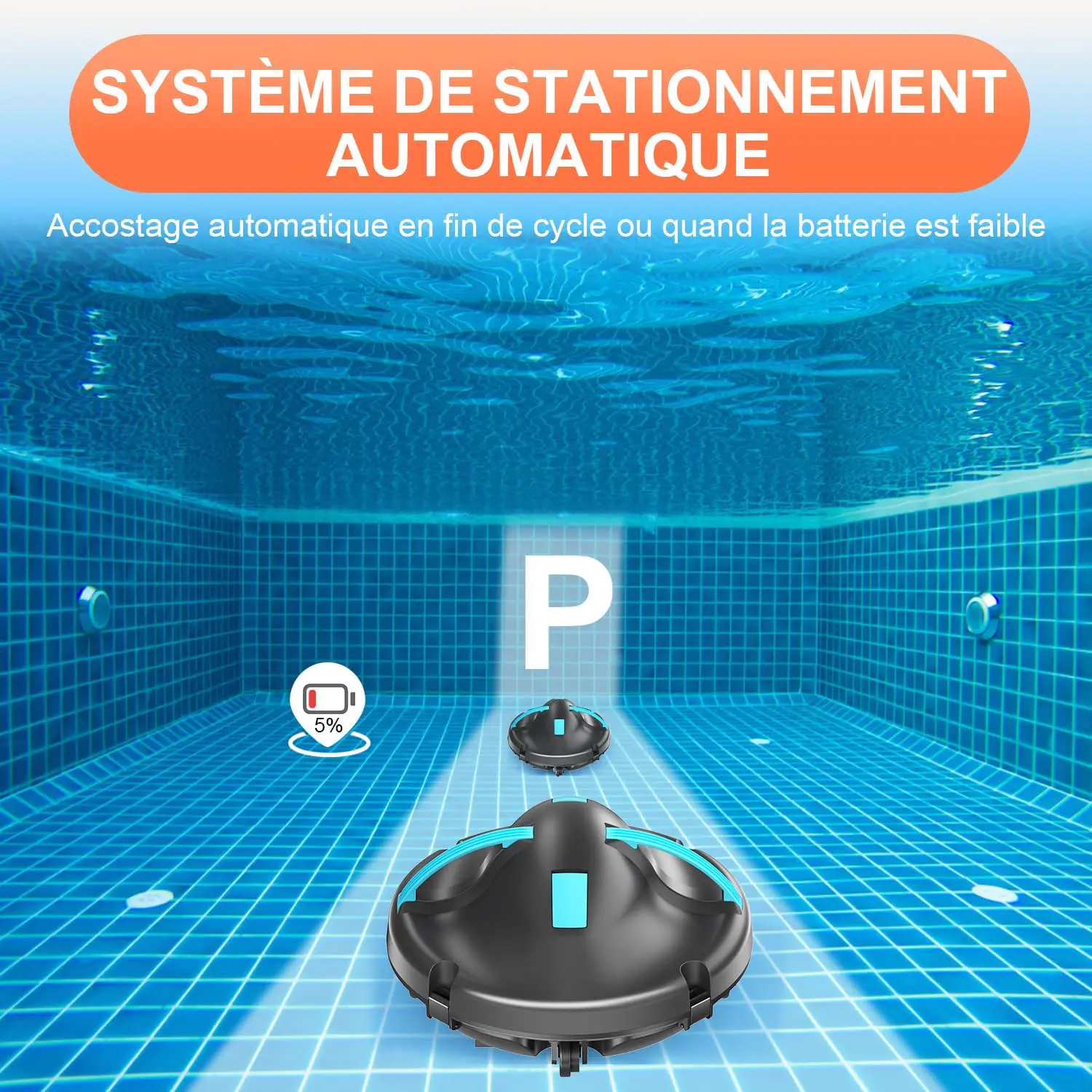 Robot piscine bleu 102 m² vue 6