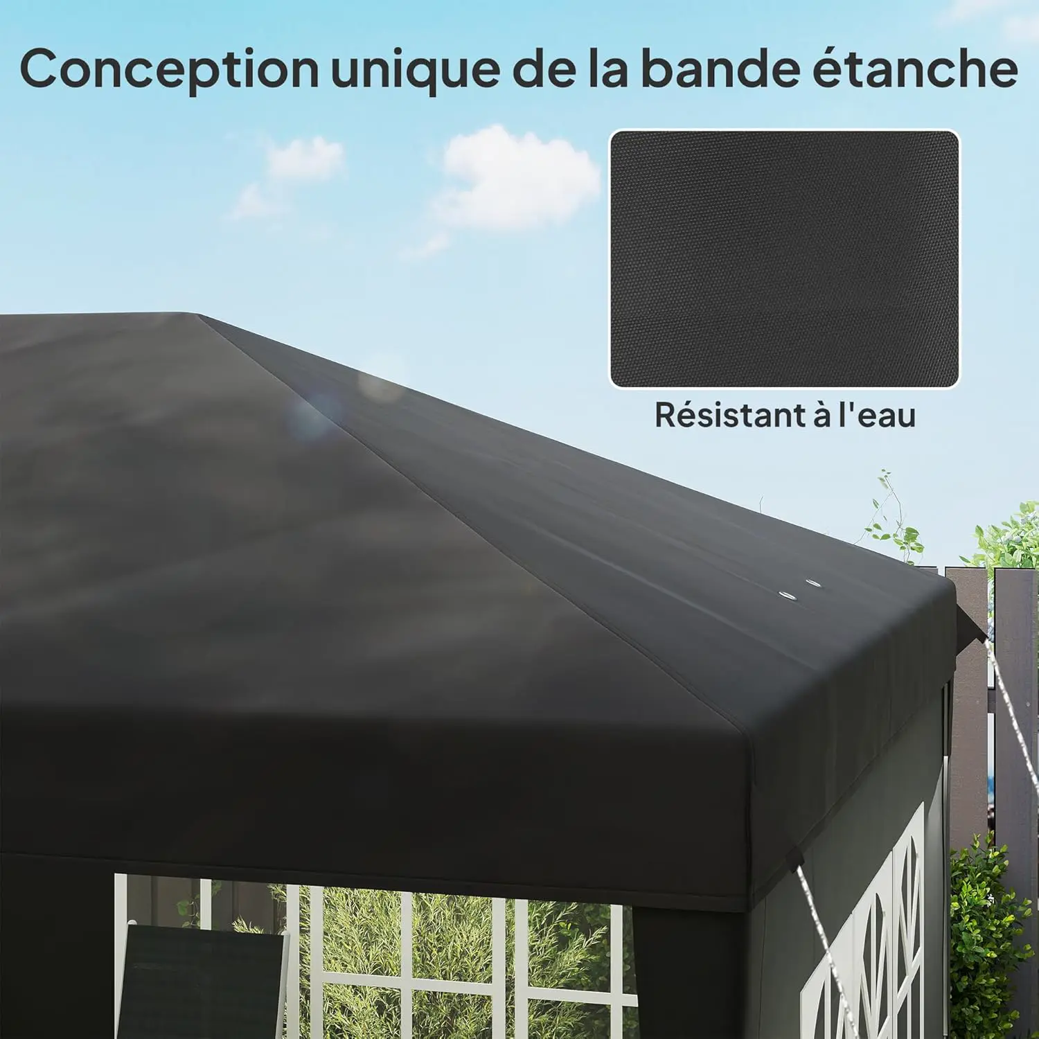 Tonnelle en acier noir 3x6 vue 5