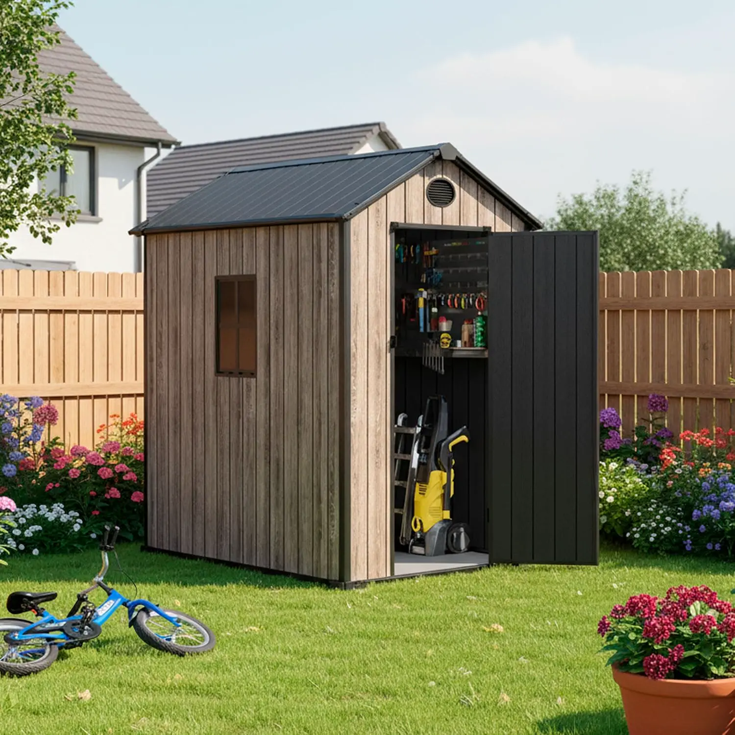 Abri de jardin en résine en résine marron 2,70 m² vue 2