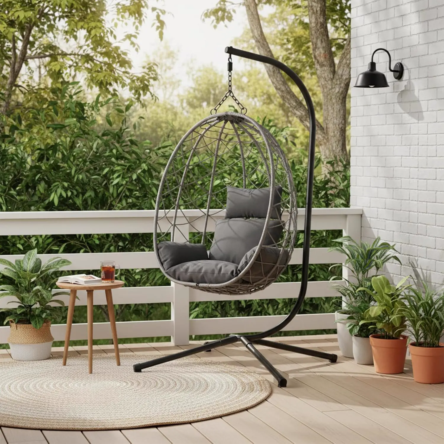 Fauteuils suspendus en acier gris 100 × 196 cm vue 2