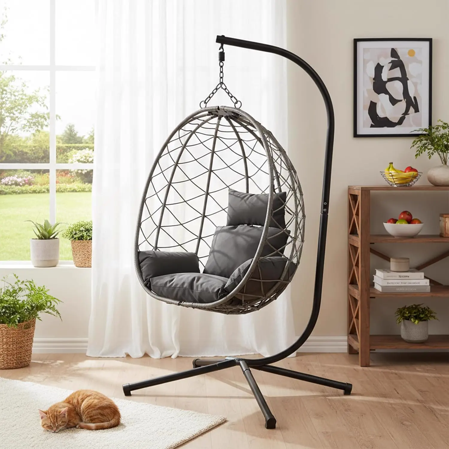 Fauteuils suspendus en acier gris 100 × 196 cm vue 3
