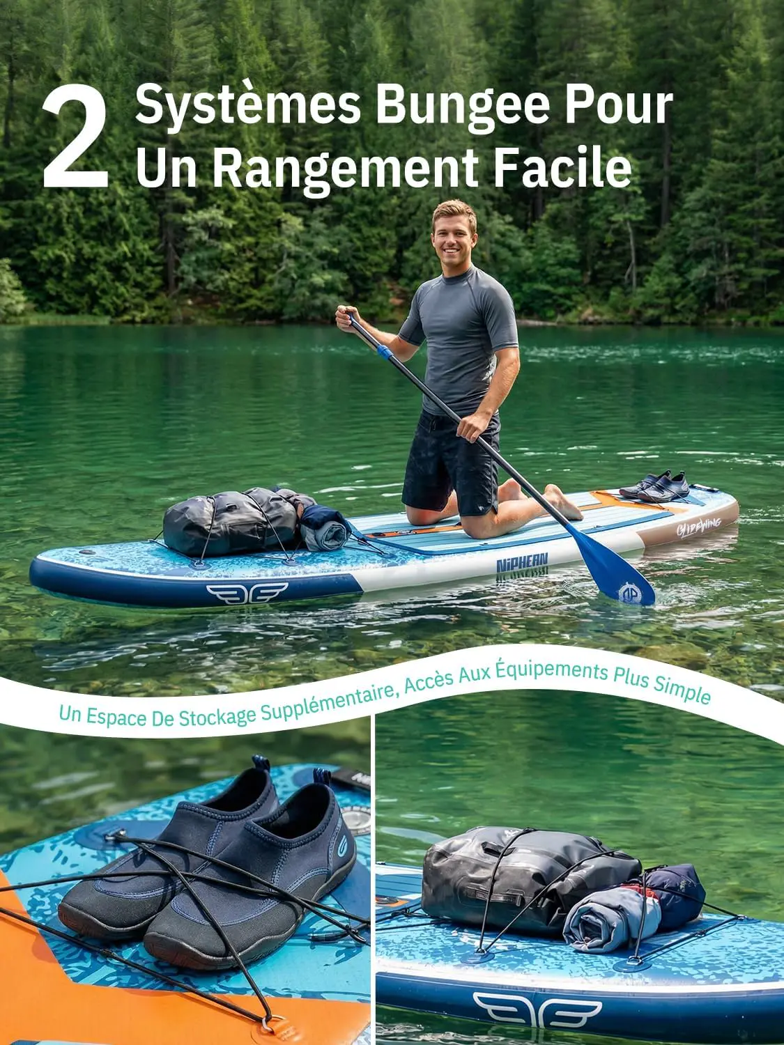 Paddle gonflable 2 places bleu 83X15cm vue 6
