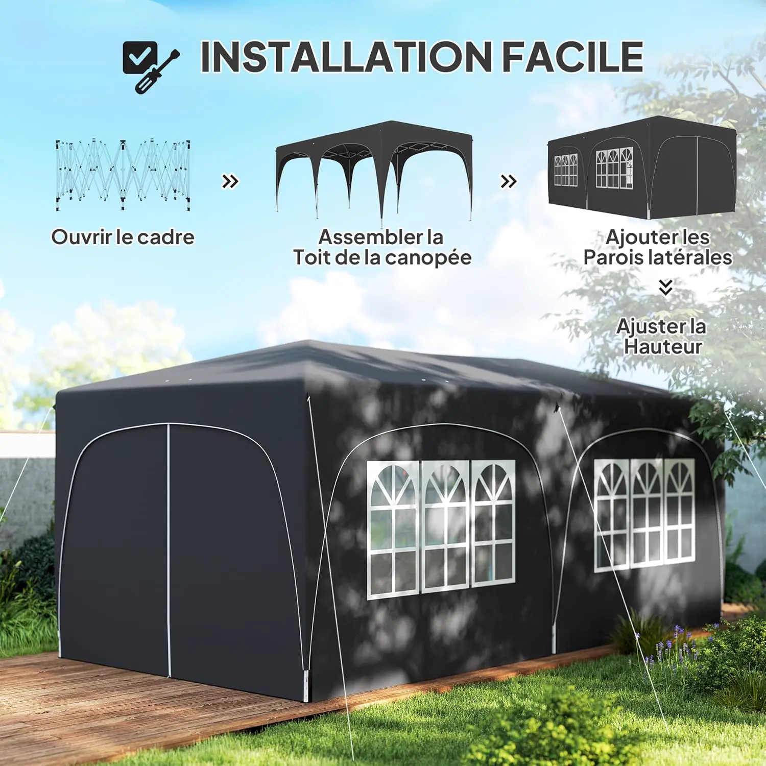 Tonnelle sable 3 x 6 m vue 3