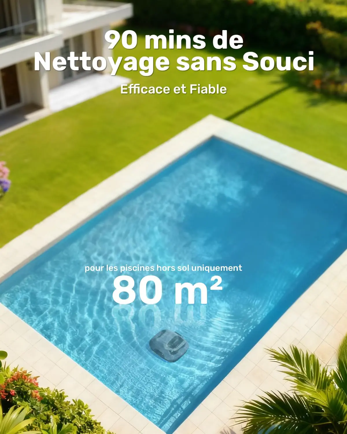 Robot piscine gris 80 m² vue 4