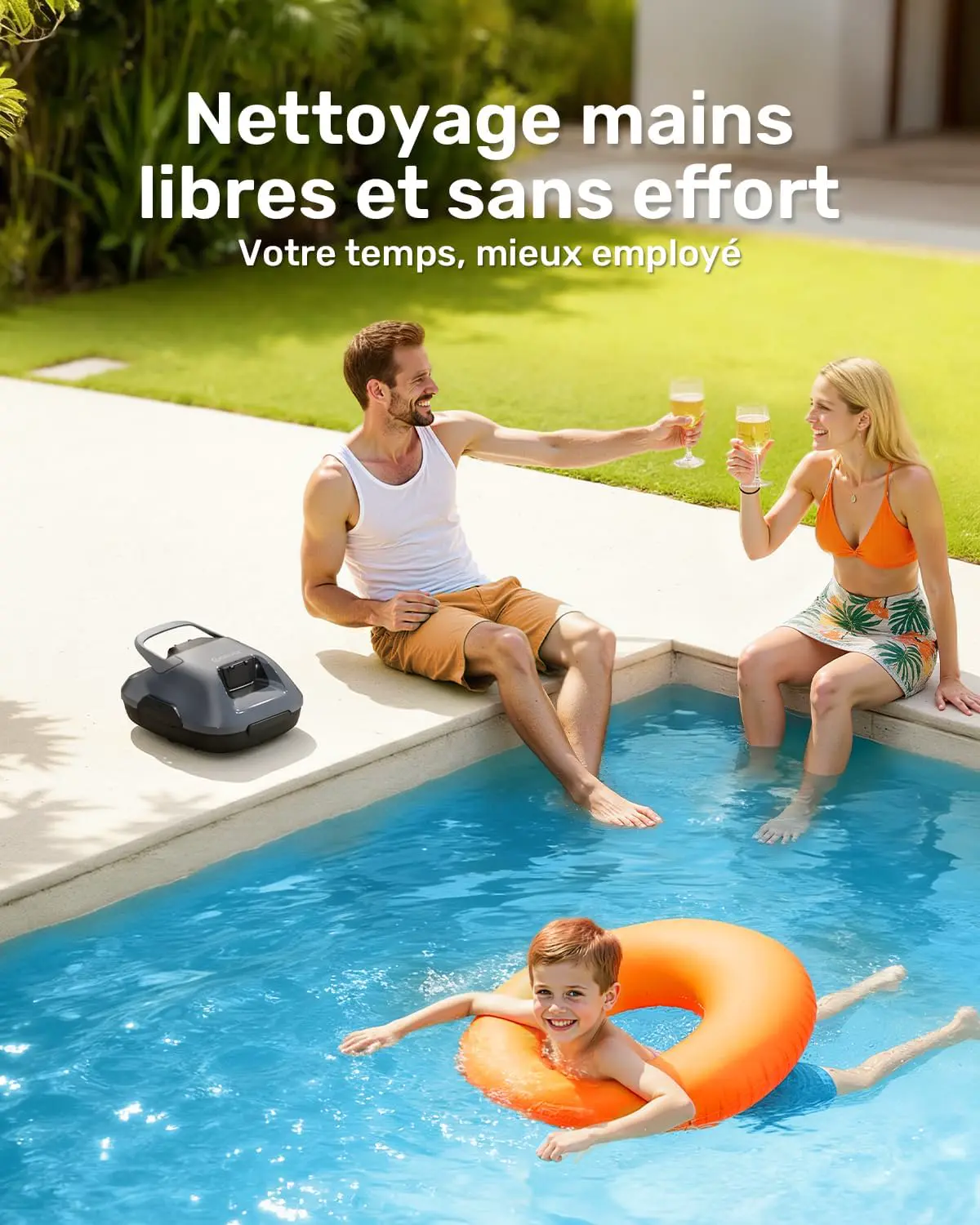 Robot piscine gris 80 m² vue 7