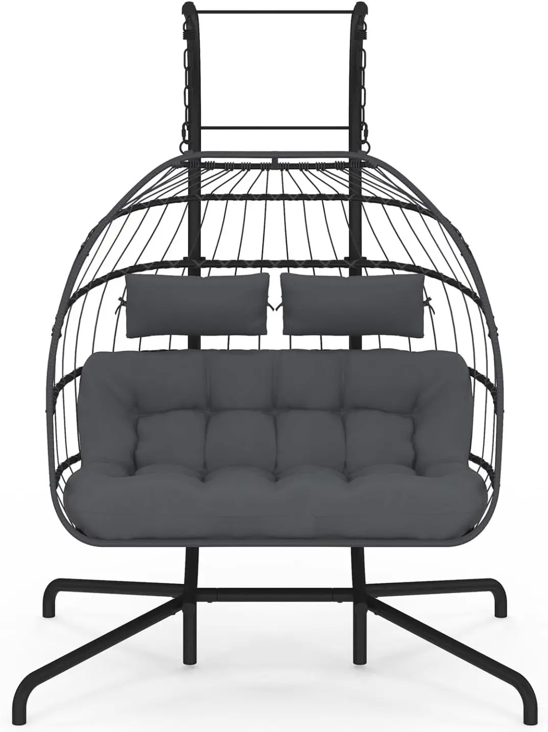 Fauteuils suspendus 2 places en acier gris vue 5