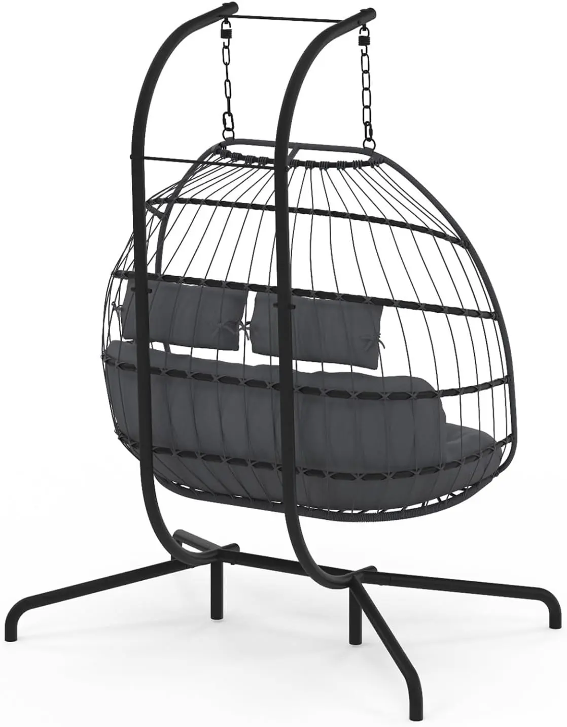 Fauteuils suspendus 2 places en acier gris vue 6