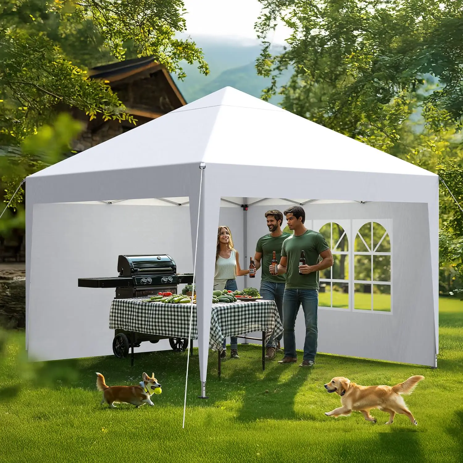 Tonnelle en acier blanc 2,5x2,5m vue 8
