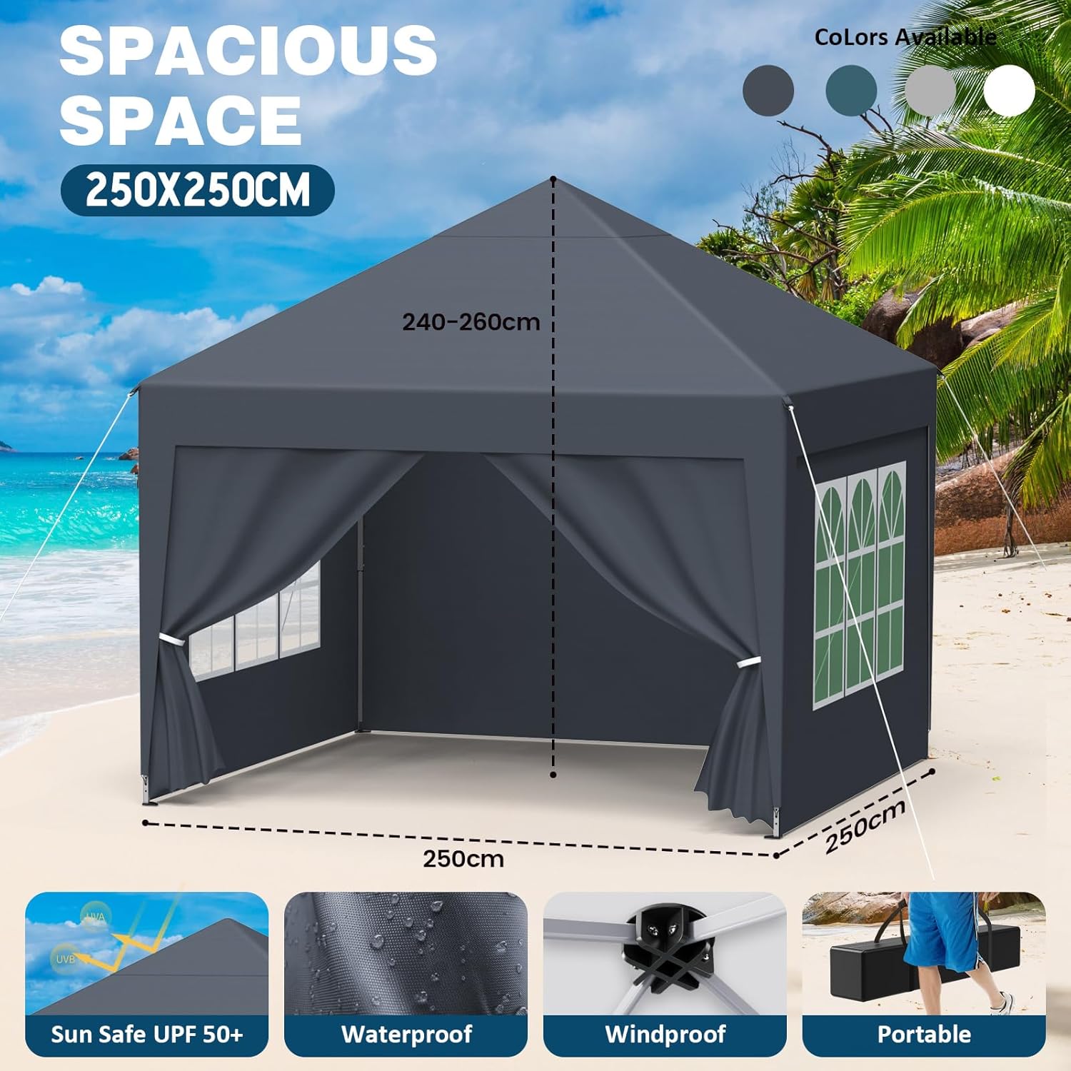 Tonnelle en acier anthracite 6,25 m² vue 6