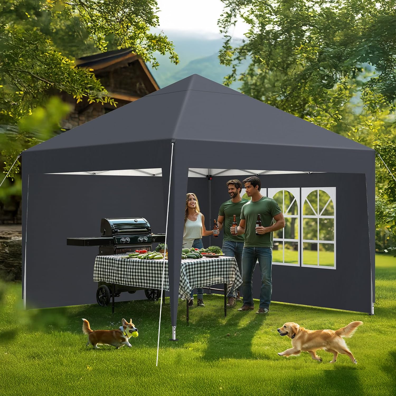 Tonnelle en acier anthracite 6,25 m² vue 8