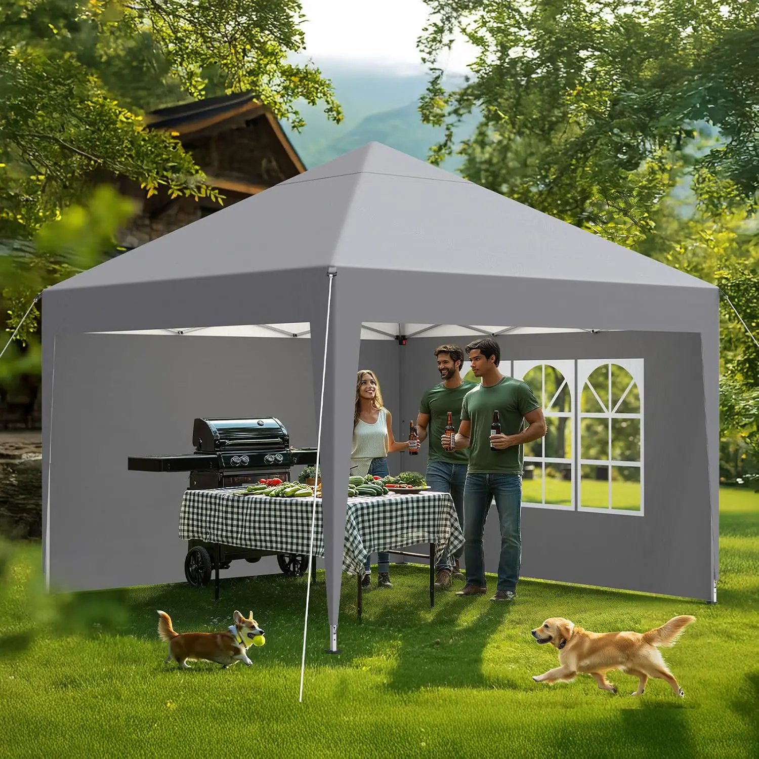Tonnelle en acier gris 2,5x2,5m vue 8