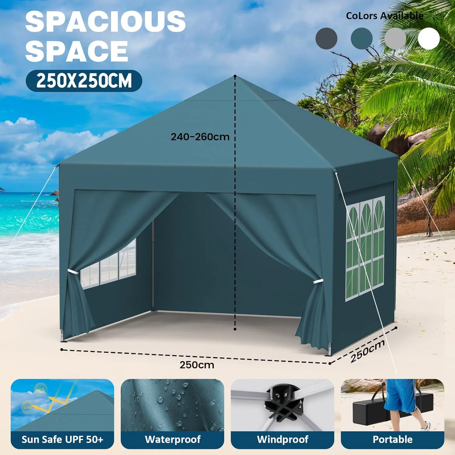 Tonnelle en acier vert 2,5x2,5m vue 5